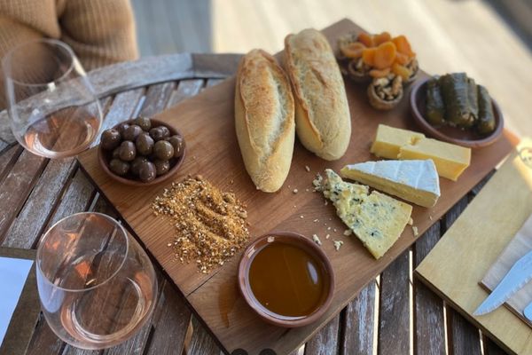 Wine with cheese platter