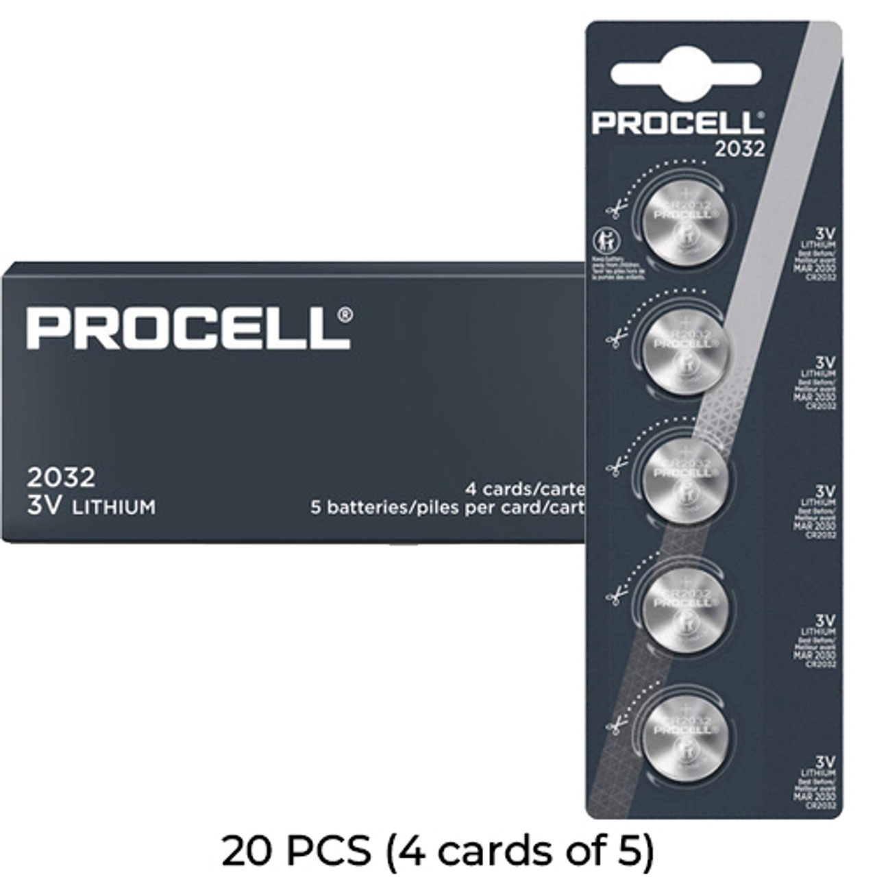 20-Pack Procell CR2032 Coin Cell Lithium Batteries (4 Cards of 5)