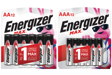 Energizer MAX 12 AA and 12 AAA alkaline batteries combo on cards