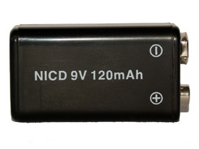 Power Portable 9 Volt NiCd rechargeable battery model PP9V120 front view