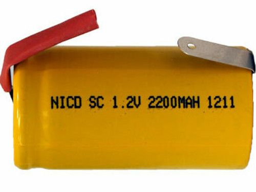 Sub C NiCd Battery with Tabs (2200 mAh)