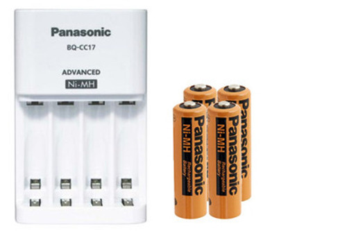 Panasonic BQ-CC17 Smart Battery Charger + 4 AA NiMH Panasonic 2000 mAh Rechargeable Batteries