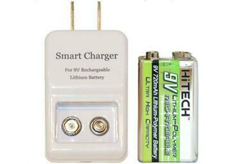 9 Volt Li-Ion / Li-Po Smart Charger + HiTech 9 Volt Lithium Polymer Battery (720 mAh)