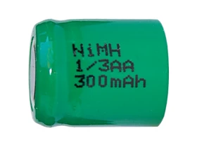 Power Portable 1/3 AA NiMH Flat Top Battery 300mAh front view