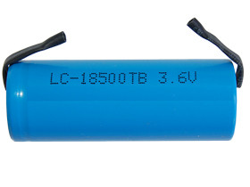 Power Portable 18500 lithium ion battery with tabs, 1500mAh capacity