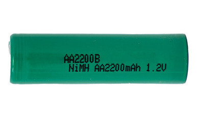 Power Portable AA NiMH flat top battery with 2200mAh capacity