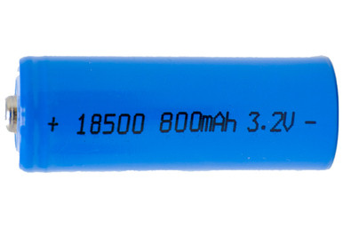 Power Portable 18500 LiFePO4 rechargeable battery 3.2V 800mAh front view
