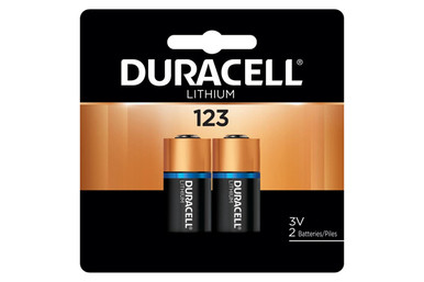 Duracell DL123A 3 Volt Lithium Batteries 2 Pack retail packaging