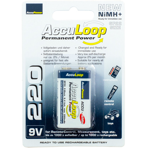 9 Volt AccuLoop NiMH Battery (220 mAh)