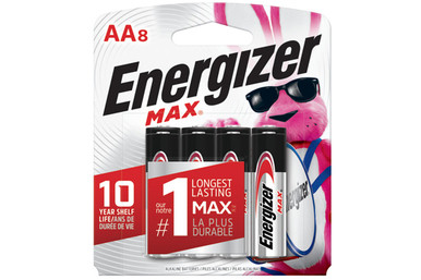 Energizer MAX AA E91MP-8 Alkaline Batteries 8 Pack on card
