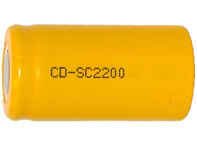 Power Portable Sub C NiCd 2200mAh flat top battery front view