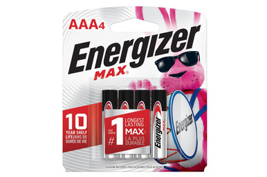 Energizer MAX AAA E92BP-4 Alkaline Batteries 4 pack front view