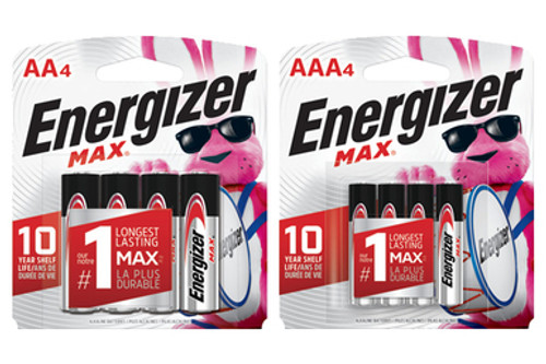 4 AA + 4 AAA Energizer MAX Alkaline Battery Combo (On Cards)