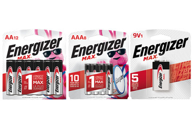 Energizer MAX AA, AAA, and 9V batteries combo pack on cards