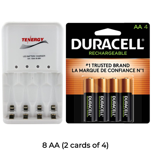 4 Bay AA / AAA LED Smart Battery Charger + 8 AA Duracell 2500 mAh NiMH (DX1500) Batteries consumer sales and volume pricing
