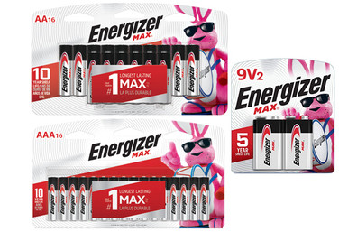 Energizer MAX battery combo pack with AA, AAA, and 9V batteries