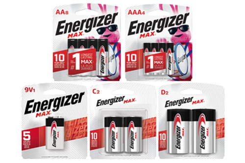 8 AA + 4 AAA + 2 C + 2 D + 1  9 Volt Energizer MAX Alkaline Battery Combo (On Cards)