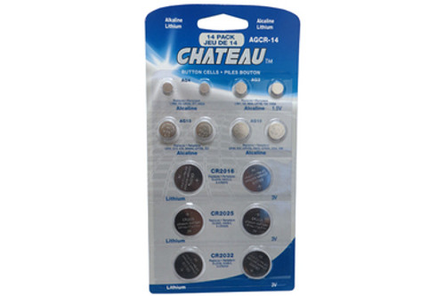 14-Pack Button Batteries Combo (AG3, AG4, AG10, AG13, CR2016, CR2025, CR2032)