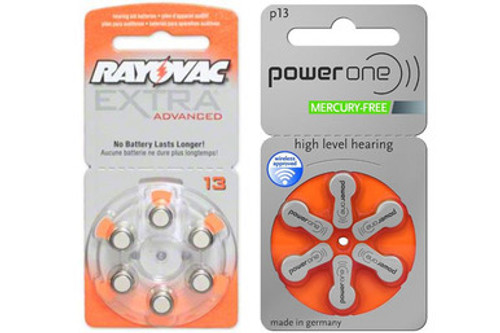 60 x Size 13 Rayovac + 60 x Size P13 PowerOne Hearing Aid Batteries (120 Total)