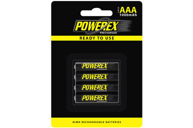 Powerex PRO AAA NiMH 1000mAh rechargeable batteries 4 pack front view