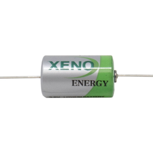 Close-up of Xeno XL-050FAX battery label and terminal design