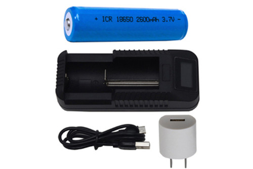 1-Slot Li-Ion Charger w/ LCD Display + 18650 3.6 Volt 2600 mAh Li-Ion Battery