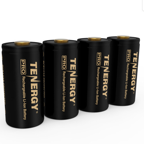 Tenergy Pro RCR123A 3.7V 750mAh Li-ion Batteries 4-Pack in case
