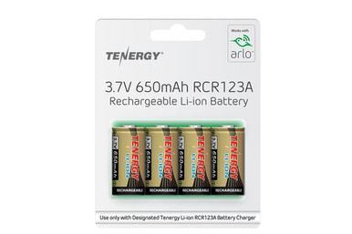 Tenergy RCR123A 3.7V 650mAh Li-ion batteries 4-pack for Arlo cameras