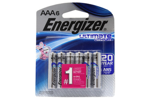 AAA Energizer Ultimate (L92) Lithium Batteries (6 Card)