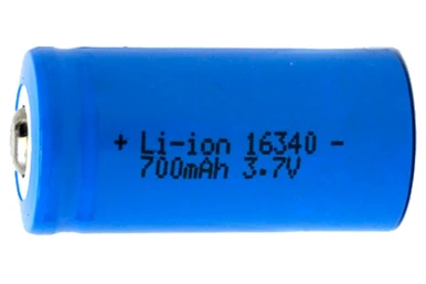 Power Portable RCR123A 3.7V lithium ion battery front view