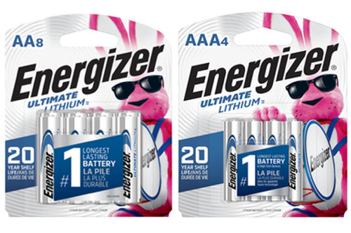 8 x AA (L91) + 4 x AAA (L92) Energizer Ultimate Lithium Batteries