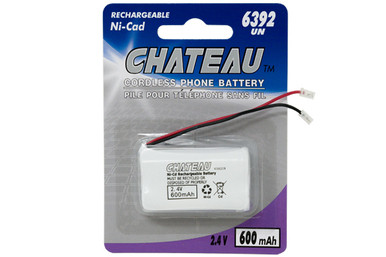Chateau 2-Pack 2.4V NiCd 6392 UN cordless phone batteries front view