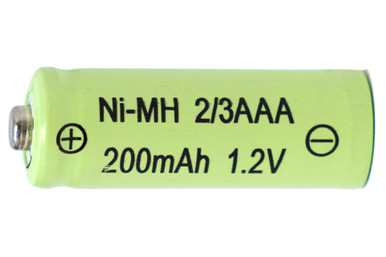 Power Portable 2/3 AAA NiMH Button Top Battery front view