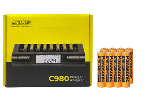 Powerex C980 Smart Charger & 8 AAA Panasonic 700 mAh NiMH Rechargeable Batteries (Low Discharge)