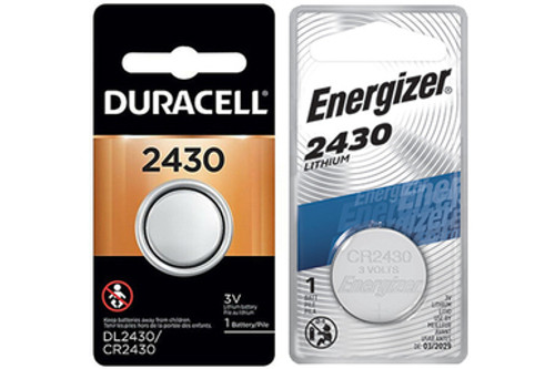 1 x Energizer + 1 x Duracell CR2430/DL2430 3 Volt Lithium Coin Cell