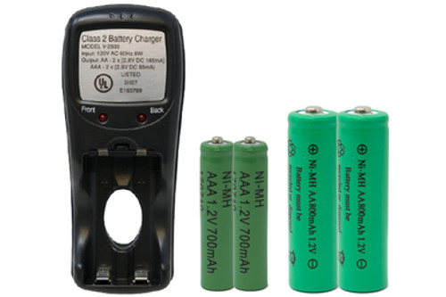 V-2833 AA & AAA Battery Charger + 2 AAA (700 mAh) + 2 AA (800 mAh) NiMH Batteries