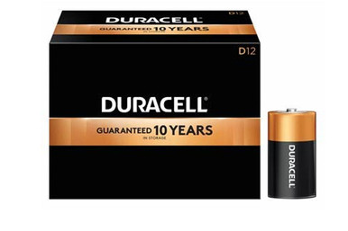 12-pack D Duracell MN1300 Alkaline Batteries in retail packaging