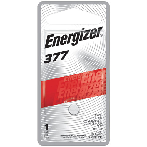 Energizer 377 SR626SW silver oxide button battery card front