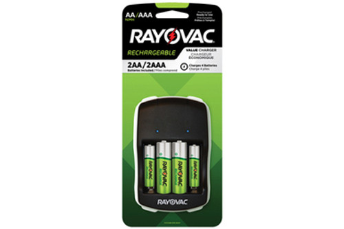 Rayovac Battery Charger + 2 AA (1350 mAh) + 2 AAA (600 mAh) NiMH Battery Combo