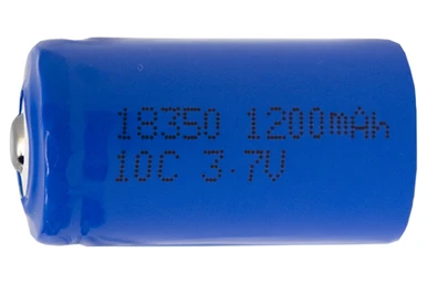 Power Portable 3.7V 18350 Li-Ion button top battery front view
