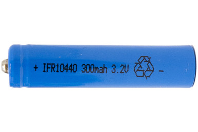 Power Portable 3.2V LiFePO4 10440 AAA button top battery front view