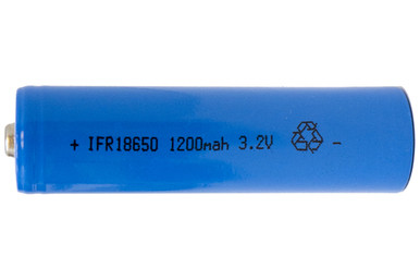Power Portable 3.2V LiFePO4 18650 button top battery front view