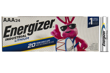 24-pack Energizer Industrial AAA lithium batteries in retail packaging