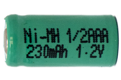 Power Portable 1/2 AAA NiMH flat top battery front view