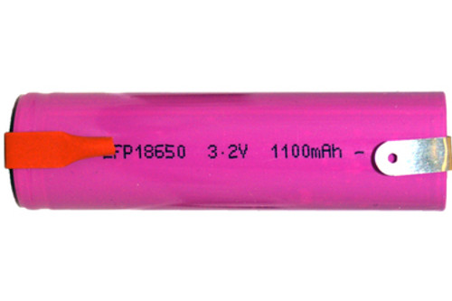 3.2 Volt 18650 LiFePO4 Battery with Tabs (1100 mAh)