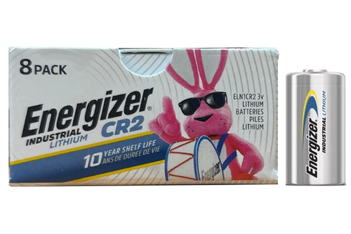 8-pack Energizer Industrial CR2 3V lithium batteries in retail packaging