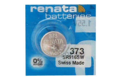 Renata 373 SR916SW silver oxide button battery front view