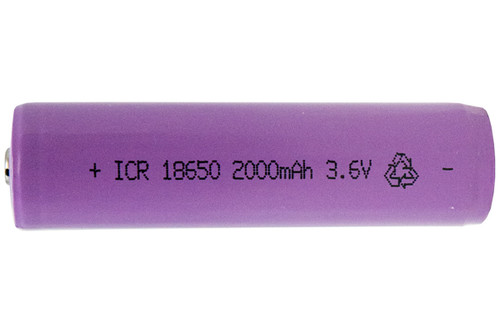 Purple Power Portable 18650 3.6v 2000mAh Li-Ion battery with button top