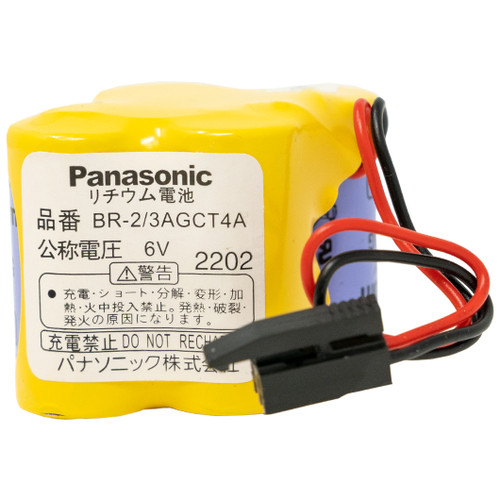 Panasonic lithium PLC battery shown with connector detail
