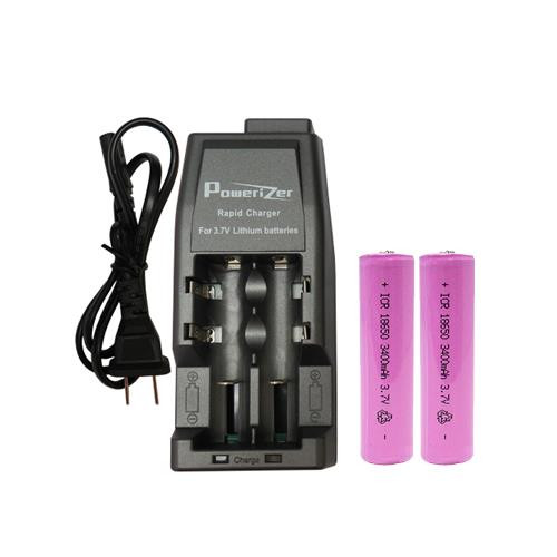 Power Portable 2-slot Li-Ion charger with two 18650 batteries set